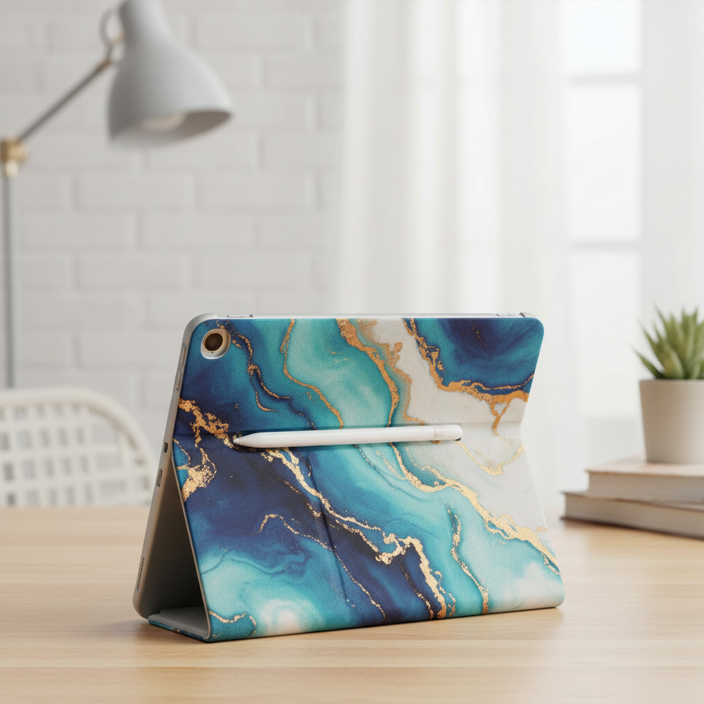 Fintie Case for iPad 9th / 8th / 7th Generation (2021/2020/2019) 10.2 Inch - [Corner Protection] Multi-Angle Viewing Stand Cover with Pocket & Pencil Holder, Auto Sleep Wake, Ocean Marble