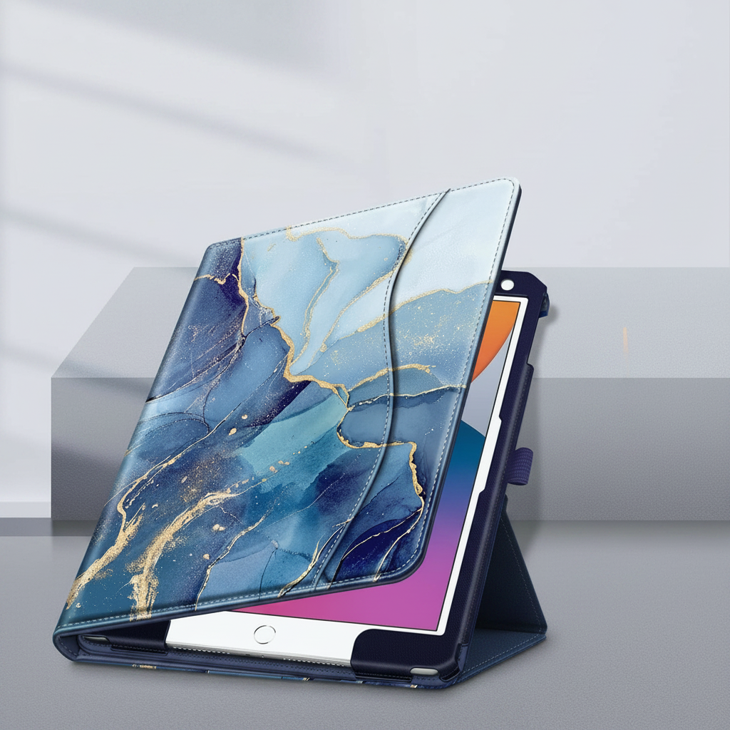 Fintie Case for iPad 9th / 8th / 7th Generation (2021/2020/2019) 10.2 Inch - [Corner Protection] Multi-Angle Viewing Stand Cover with Pocket & Pencil Holder, Auto Sleep Wake, Ocean Marble
