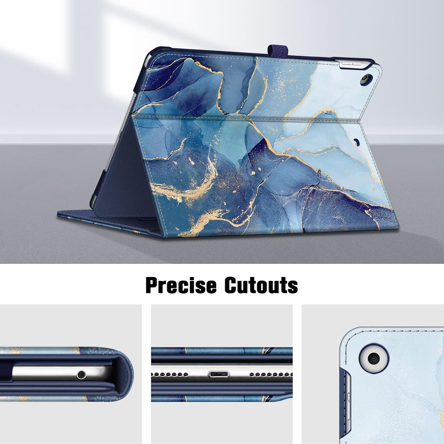 Fintie Case for iPad 9th / 8th / 7th Generation (2021/2020/2019) 10.2 Inch - [Corner Protection] Multi-Angle Viewing Stand Cover with Pocket & Pencil Holder, Auto Sleep Wake, Ocean Marble