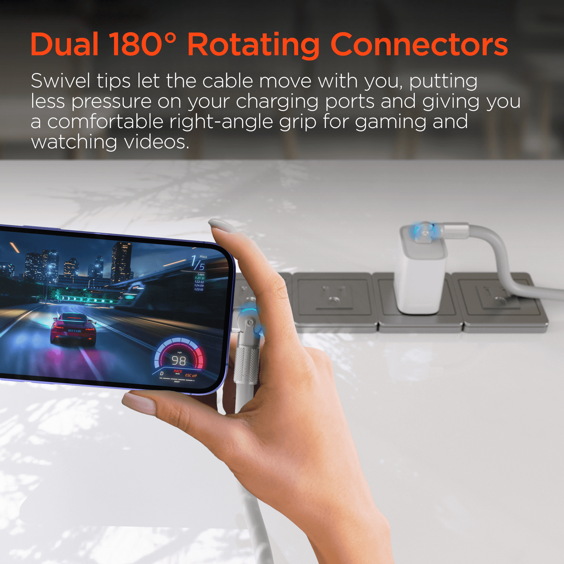 Hypergear Chunky180° 100W USB-C to USB-C Rugged Fast Charge Cable 12Ft